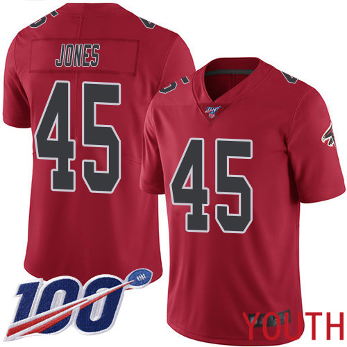 Atlanta Falcons Limited Red Youth Deion Jones Jersey NFL Football 45 100th Season Rush Vapor Untouchable